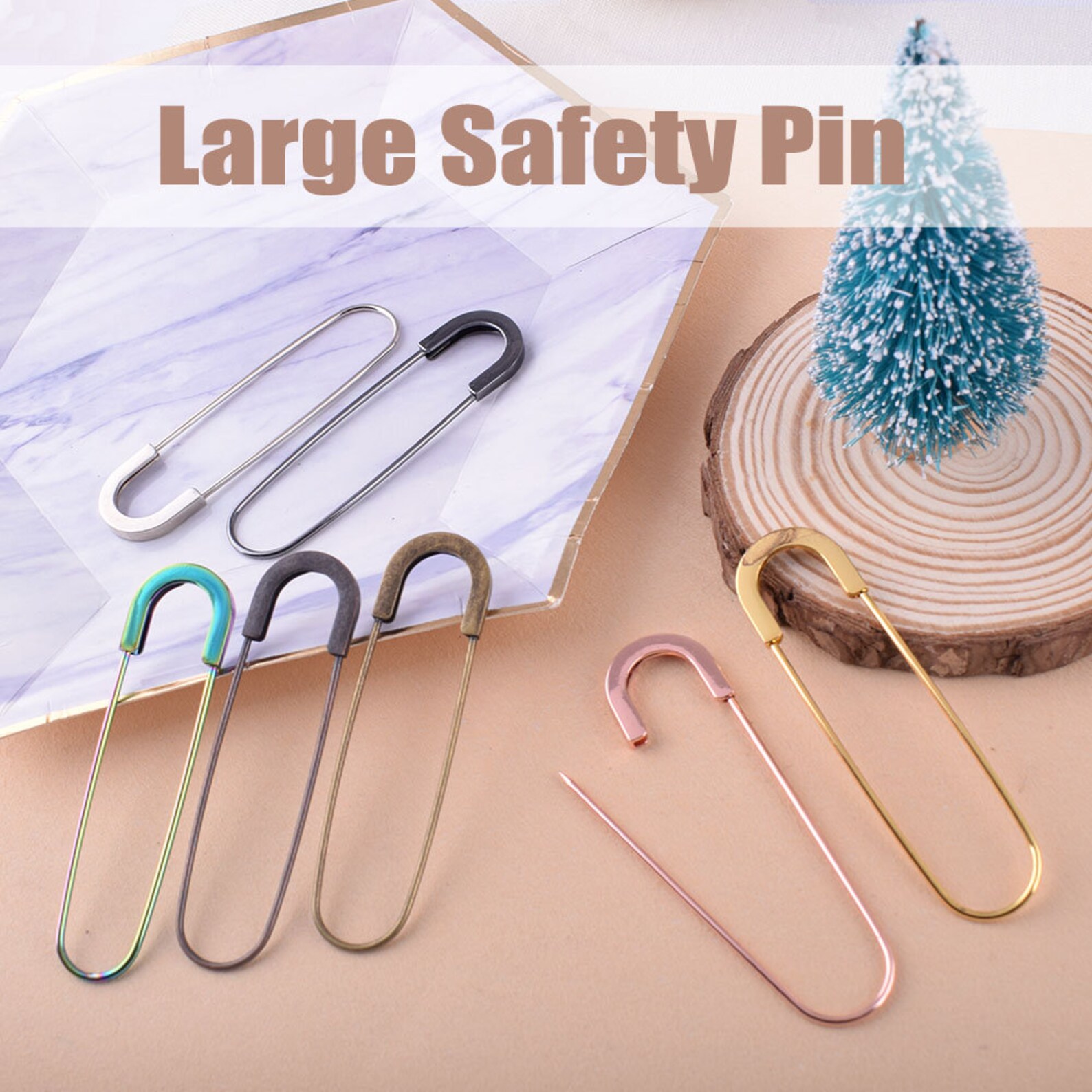 Large Safety Pins Sewing Pins - 7 Color 80mm Metal Pins Giant Jumbo ...