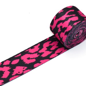 38mm Pink leopard grain Bag Webbing Strap Webbing Belt Canvas Webbing Knit Tape Ribbon Knapsack Strapping Webbing Crafts Sewing Accessories