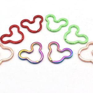 40mm Rainbow Mouse Shape Key Ring Jump Ring Leather Craft for Key Chains Connectors For Jewelry Making Supplies DIY 10pcs