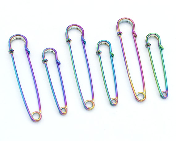 58/75mm Rainbow Safety Pin Clothing Shawl Pin Brooch Pins Large Safety Pin  Small Safety Pins Metal Pins Brooch Safety Pins 10pcs 