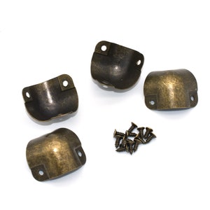25mm Antique Bronze Metal Corner Protector Decorative corners Jewelry Box Chest Case Furniture Hardware Brackets Box Edge Protector 12pcs