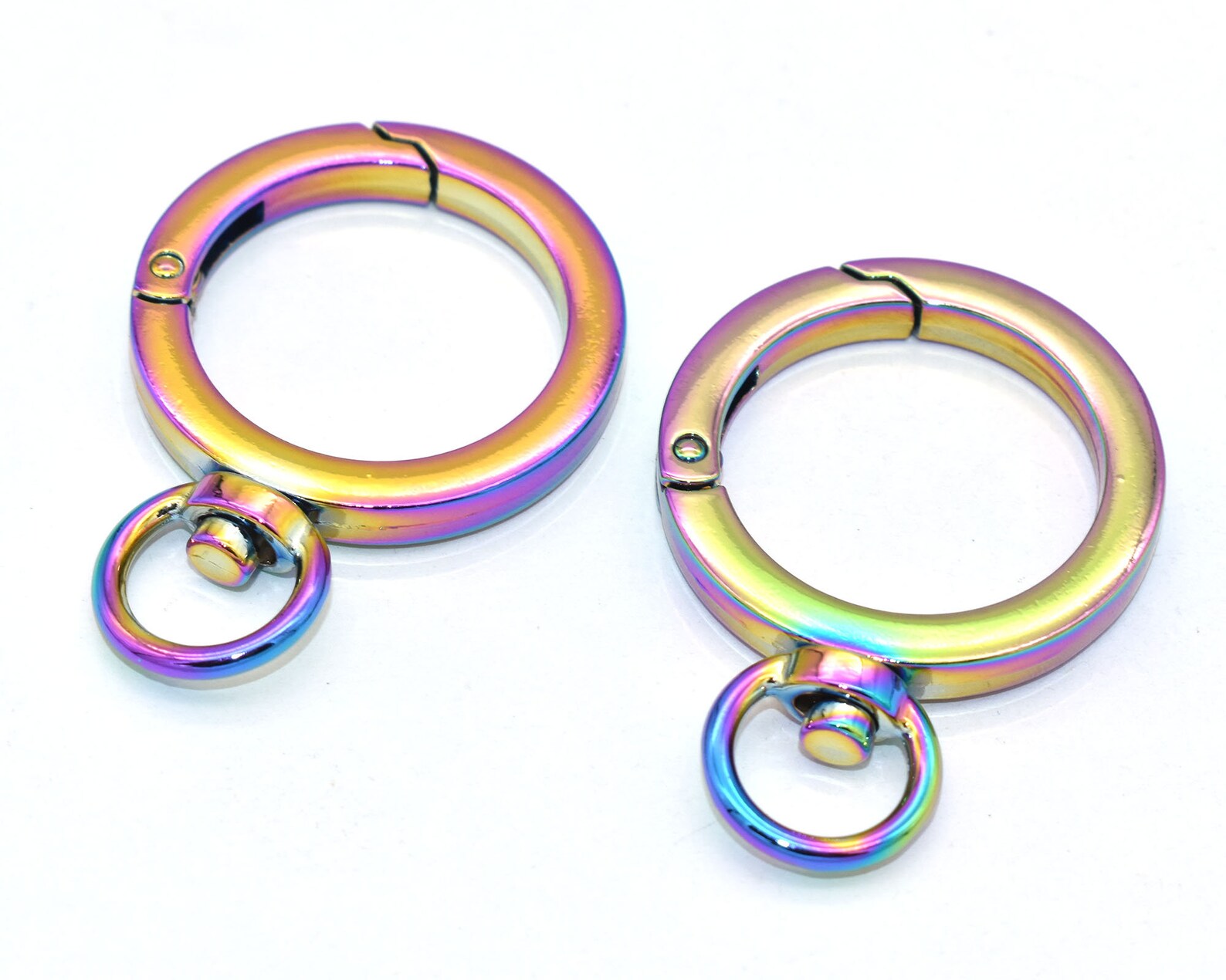 Rainbow Round Carabiners Clips With Swivel Dring Metal Spring Etsy UK