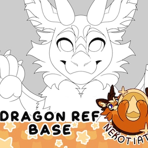 Dragon Reference Sheet Base | Furry lineart & base