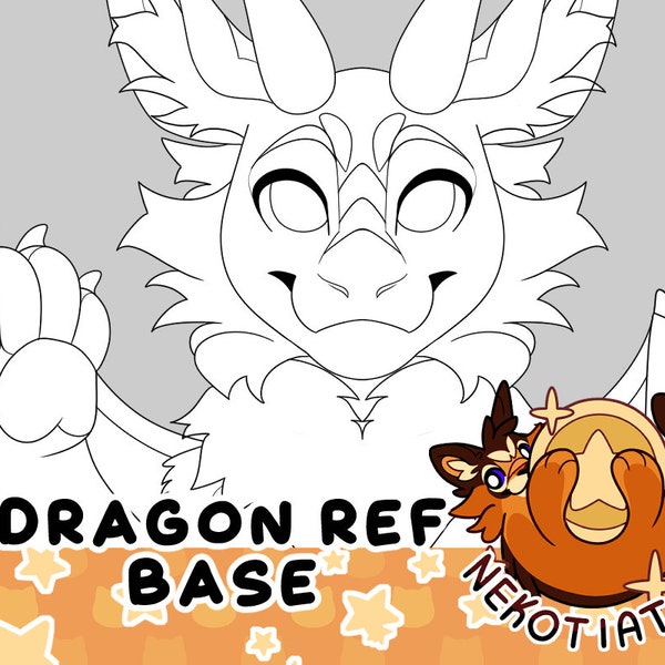 Dragon Reference Sheet Base | Furry lineart & base
