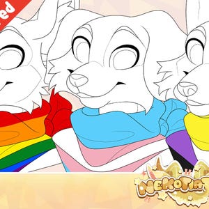 Pride Headshot Base | Furry LGBTQ+ Lineart (Retired/Discounted)