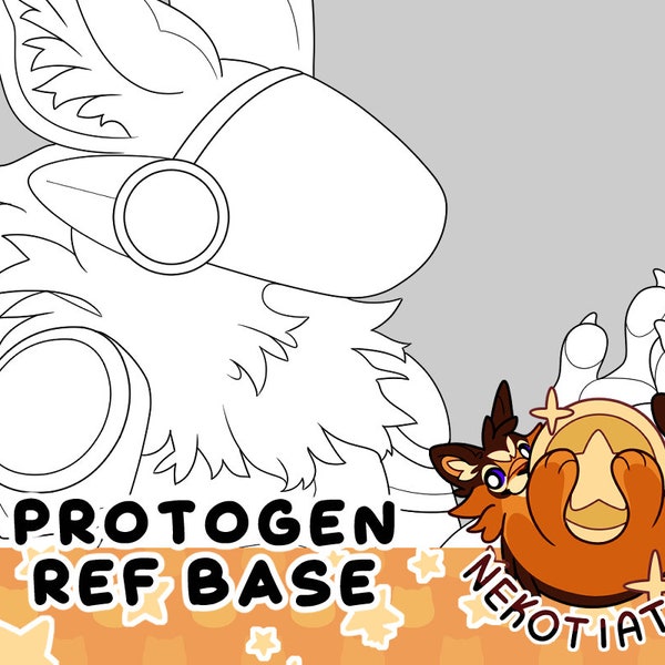 Protogen Reference Sheet Base | Furry lineart & base