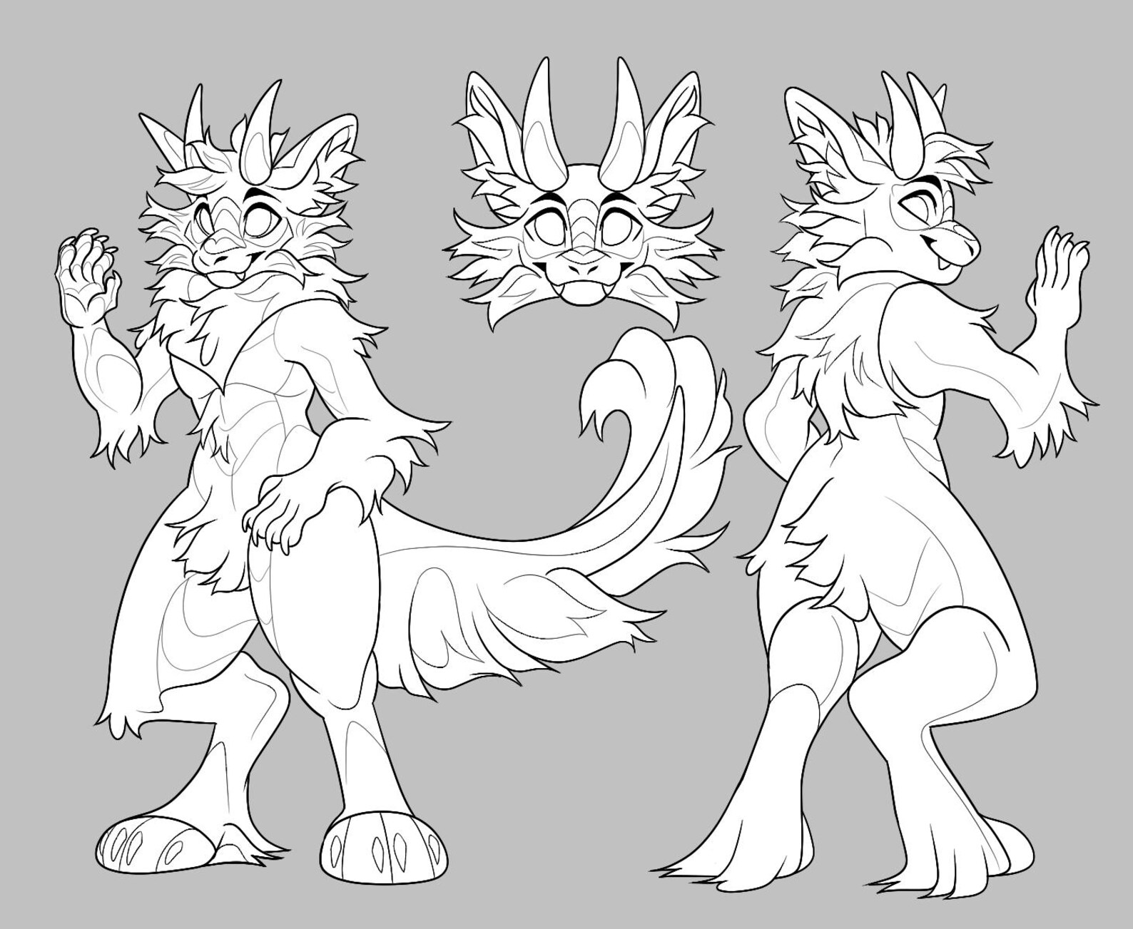 Dragon Reference Sheet Base 2025 | Furry Lineart & Base - Etsy