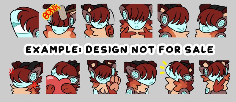 May include: A set of 12 digital stickers featuring a cartoon character with brown hair, blue eyes, and a blue and white helmet. The character is shown in various poses and expressions, including winking, holding a heart, and making a peace sign. The text "BONK" is visible in one of the stickers.