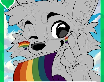 Pride Headshot Base | Furry LGBTQ+ Lineart
