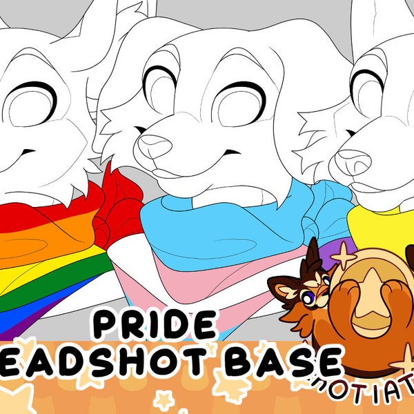 Pride Headshot Base | Furry LGBTQ+ Lineart