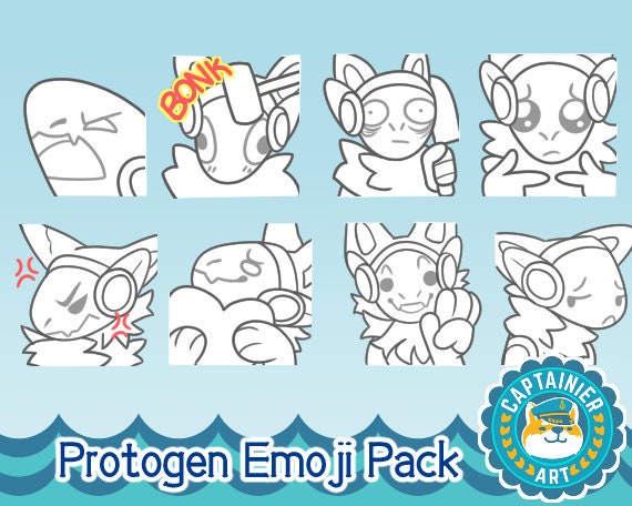 Digital Protogen Furry Lineart Bases for Telegram Stickers