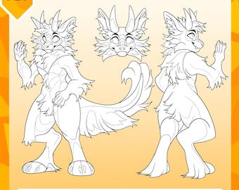 Dragon Reference Sheet Base 2025 | Furry lineart & base