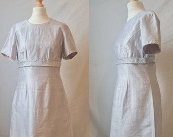 1960s Handgemachtes SilberSeide Space-Age Shift Kleid