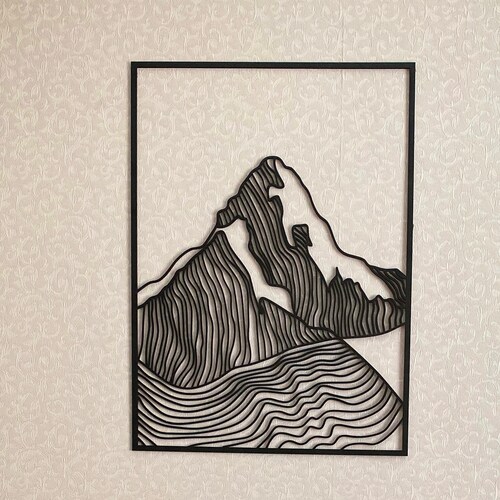 Large Mountain Wall Art Modern Mountain Decor Mountain Home Etsy