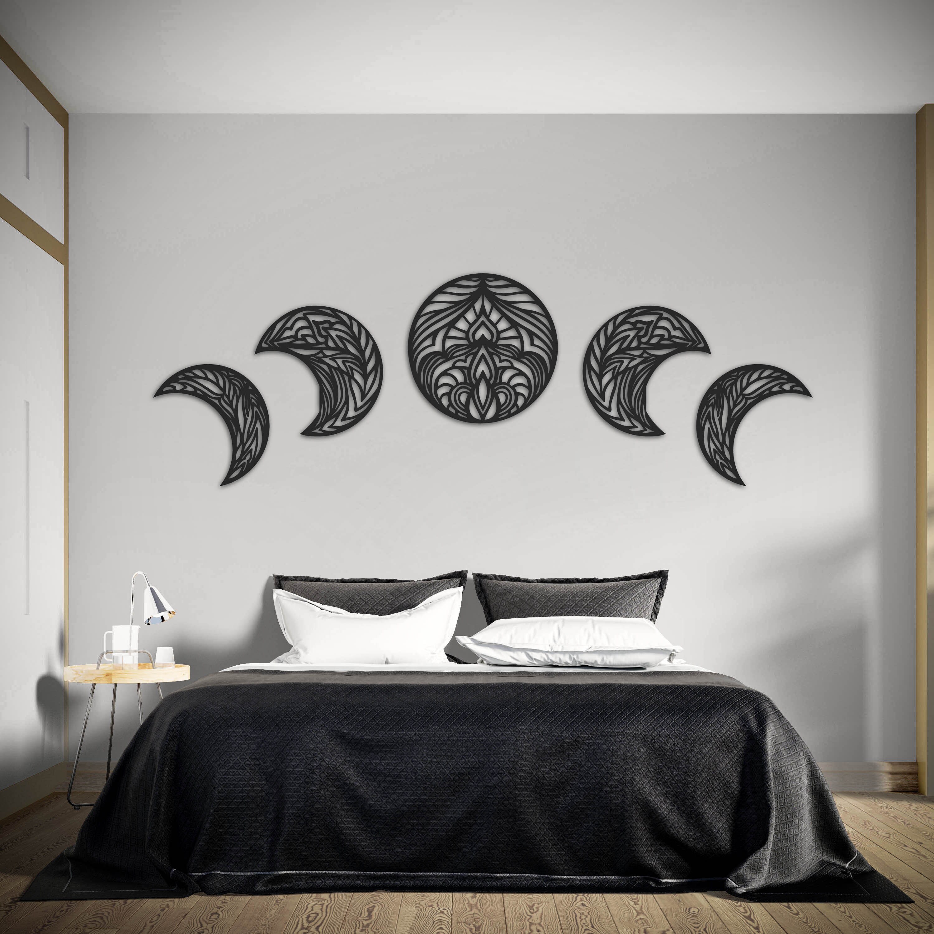 Mondphasen Wandkunst weiße Schlafzimmer Vollmond Wandbehang | Etsy