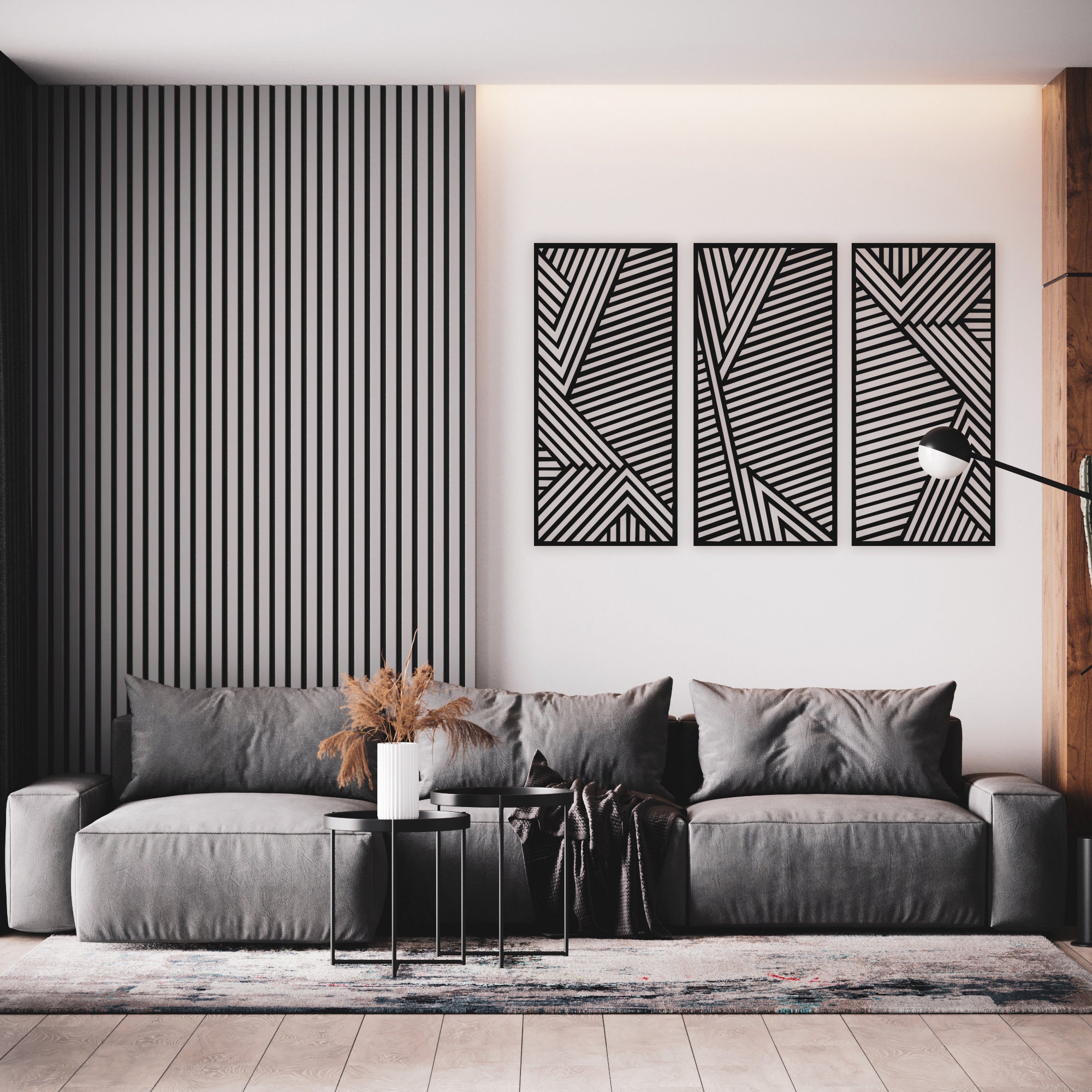Geometric Black Wood Bedroom Wall Decor Wood Wall Art Modern Etsy