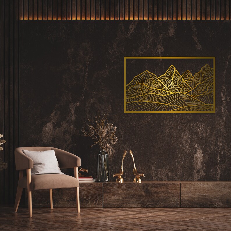 Geometric Mountain Wall Art Modern Mountain Wall Art Wood Etsy