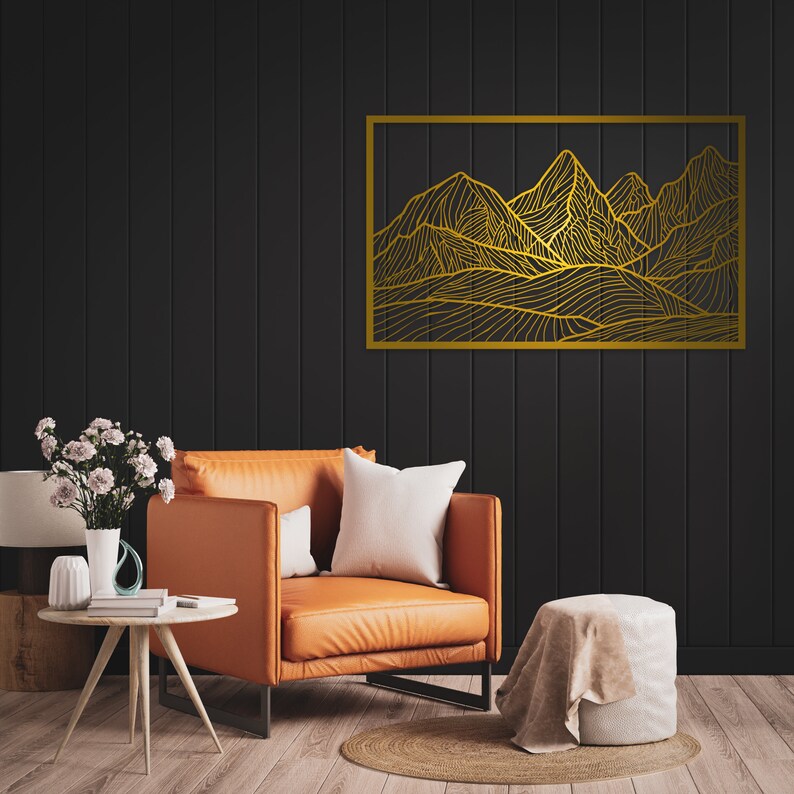 Geometric Mountain Wall Art Modern Mountain Wall Art Wood Etsy