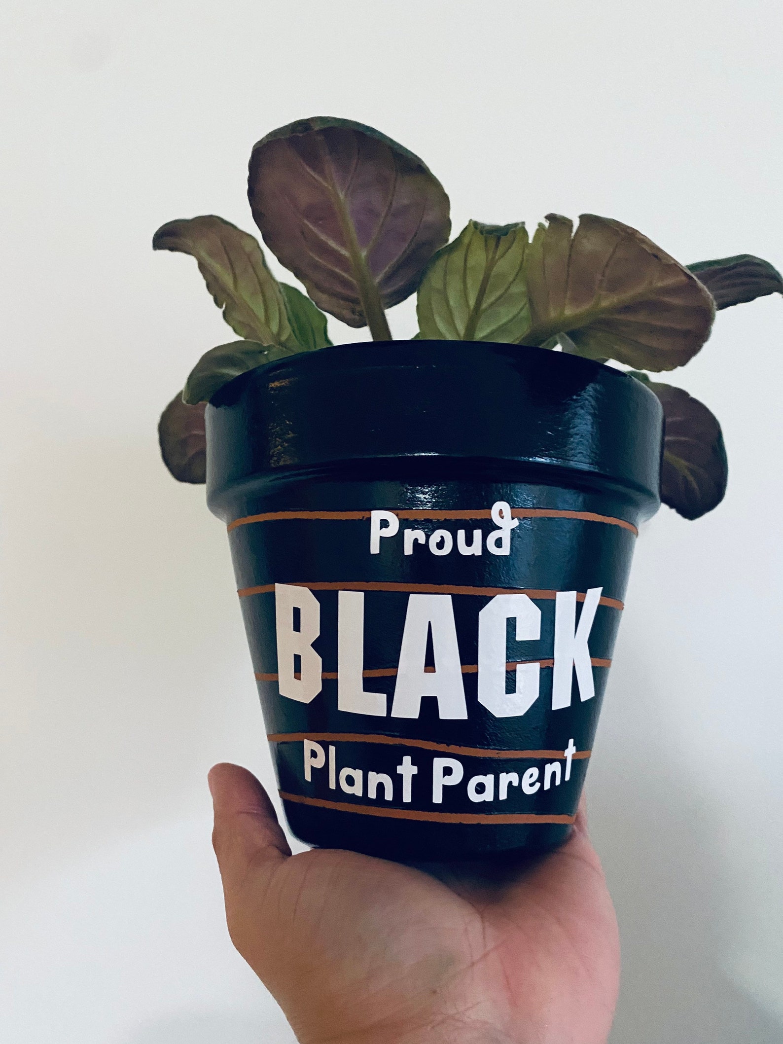 Proud Black Plant Parent Striped Plant Pot Art 6 Inch Planter Etsy