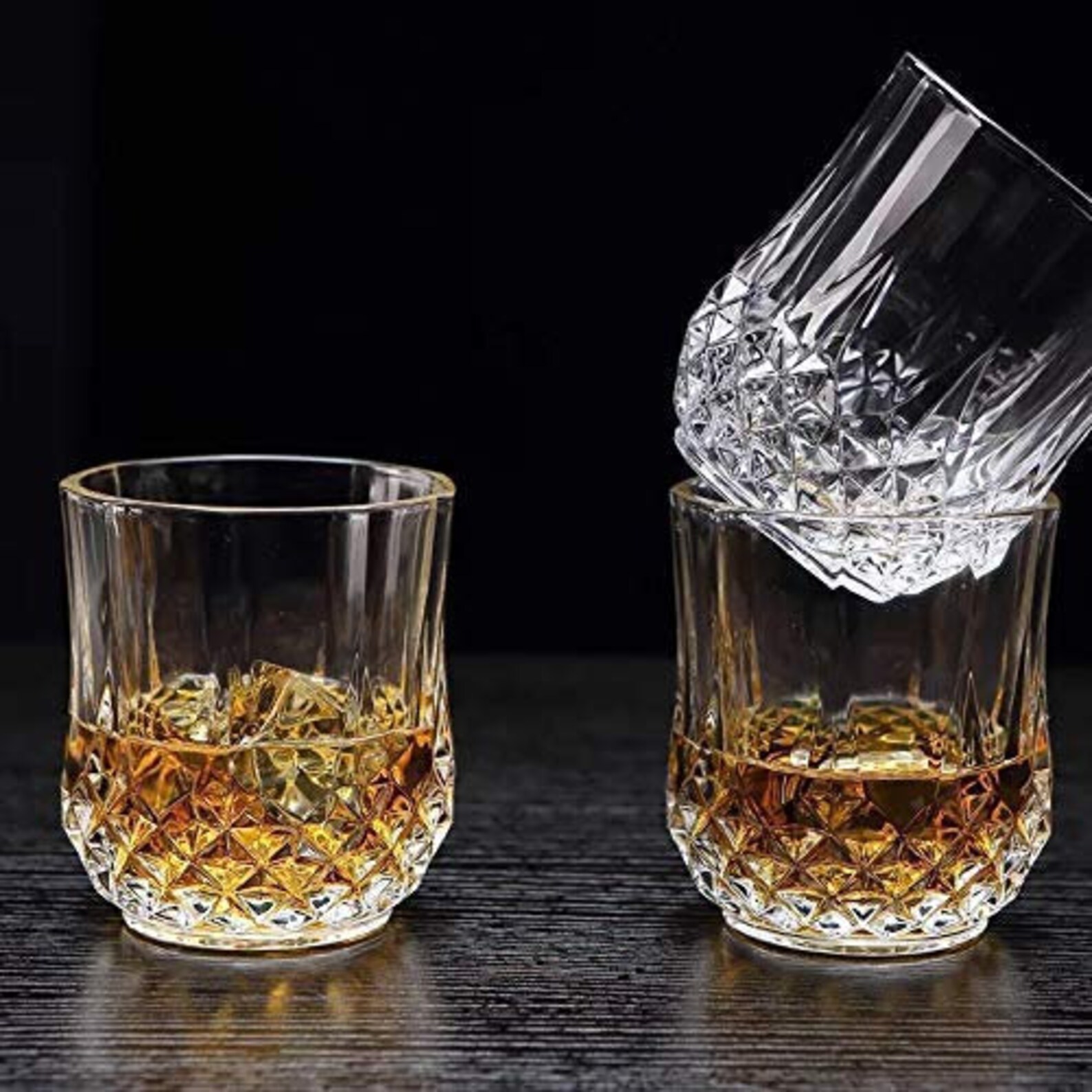 Vintage Crystal Old Fashioned Whisky Glasses Cut Glass Design Etsy