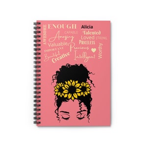 You Are Enough, You Are Worthy, Custom Notebook, Black Woman, Personalized Notebook, Journal For Black Women, Afrocentric Journal