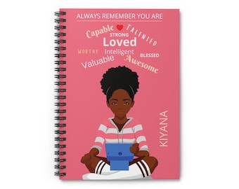 Custom Spiral Notebook, Personalized Notebook, Journal For Teenage Girls, Black Girl Journal, Black Girl Notebook, African American Girl
