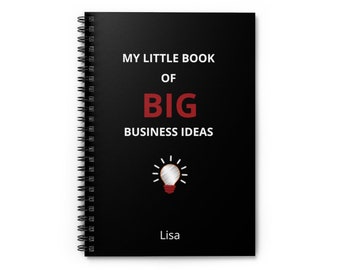 Book Of Business Ideas, Custom Spiral Notebook, Personalized Notebook, Business Ideas Journal, Small Business Owner, Business Notebook