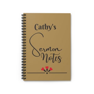 Sermon Notes Journal, Custom Spiral Notebook, Personalized Notebook For Christian Women, Church Notebook, Bible Study Book, Church Journal