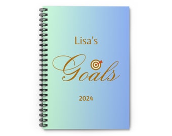 Goals 2024 Notebook, Custom Name Spiral Notebook, Personalized Notebook For Women, New Year Notebook, New Year Journal, 2024 Gift