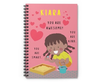 You Are Smart, Custom Spiral Notebook, Personalized Notebook For Kids, Affirmations For Girls, Black Girl Notebook, Little Black Girl, Diary