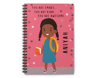 You Are Smart, Custom Spiral Notebook, Personalized Notebook For Daughter, Black Girl Journal, Little Black Girl Gift, African American Girl