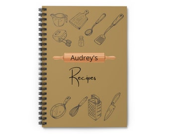 Recipe Book, Recipe Notebook, Personalized Recipe Book, Recipe Journal, Kitchen Notebook, Recipe Gift, Gift For Cooks, Recipe Notes