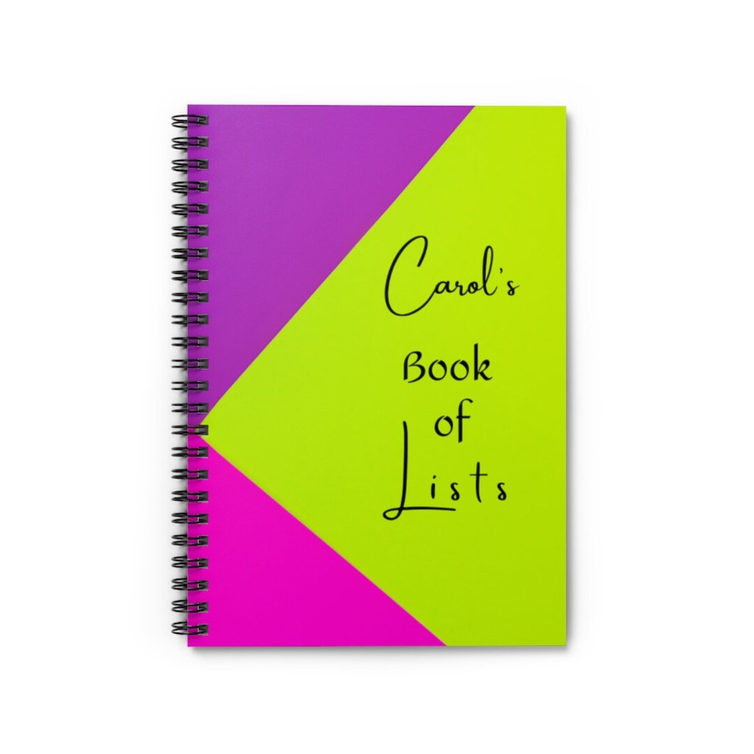 Book of Lists, Custom Spiral Notebook, Personalized to Do List Notebook ...