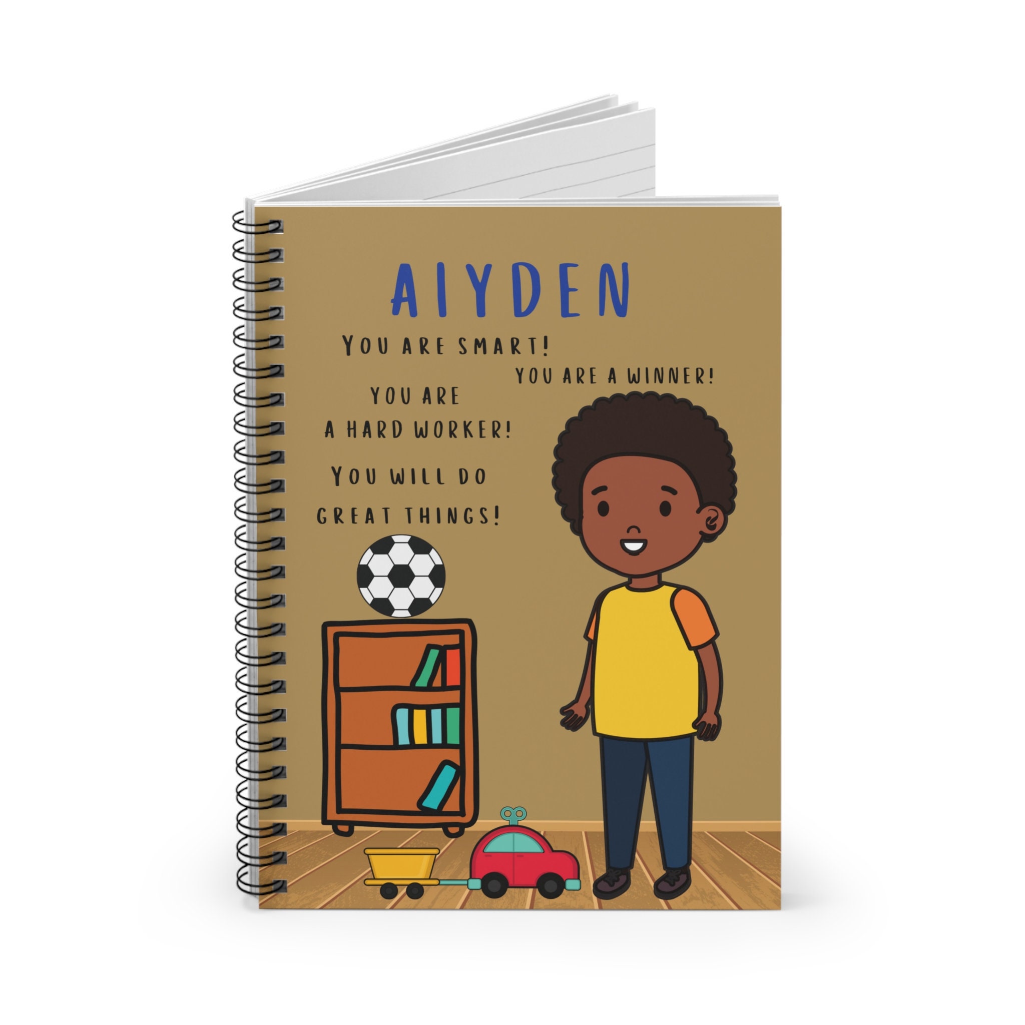 Custom Spiral Notebook, Personalized Notebook for Kids, Black Boy Gifts ...