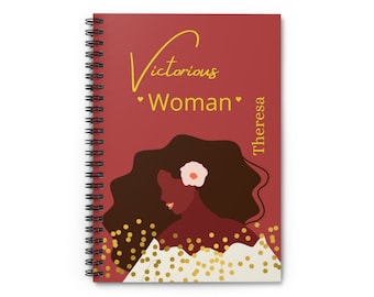 Victorious Woman, Custom Spiral Notebook , Personalized Notebook For Black Women , Black Woman Journal, Gift For Black Women, Journal Diary