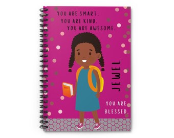 You Are Smart, Custom Spiral Notebook, Personalized Notebook For Kids, Black Girl Journal, Little Black Girl Gifts, African American Girl