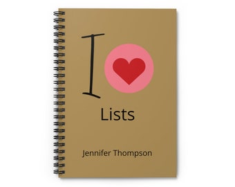 Custom Spiral Notebook, Personalized List Notepad, I Love Lists For Women, Gift For Organizer, Gift For List Maker, To Do List Notebook