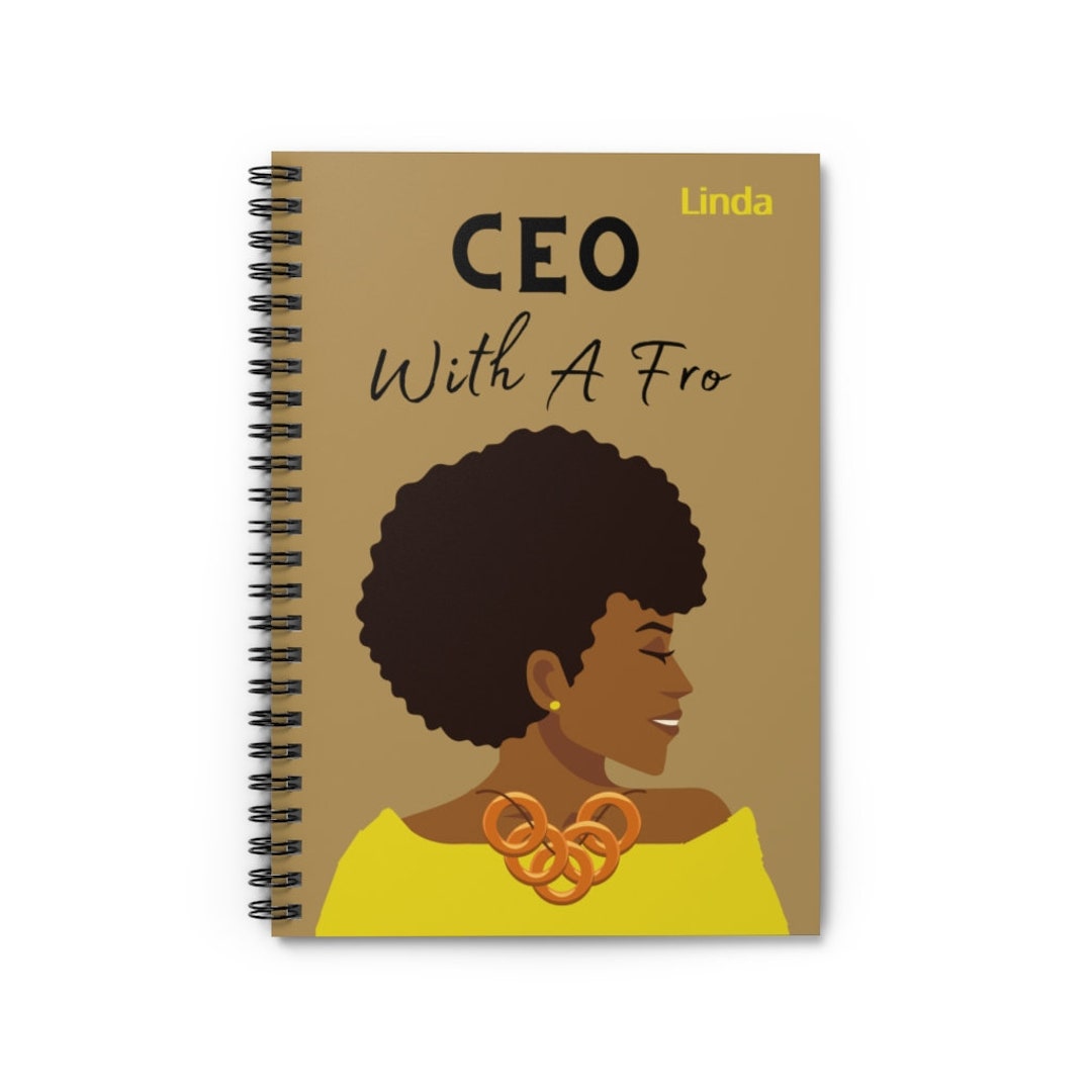 CEO With A Fro Journal, Custom Name Spiral Notebook, Personalized ...