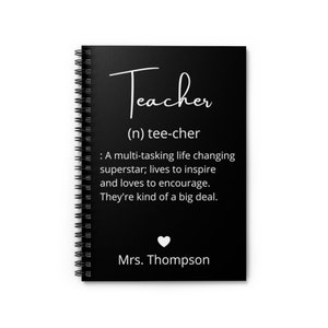 Teacher Definition, Custom Spiral Notebook, Personalized Notebook For Teachers, Gift For Teacher, Teacher Journal, Educator, Back To School