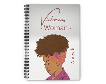 Victorious Woman, Custom Spiral Notebook , Personalized Notebook For Black Women , Black Woman Journal, Gift For Black Women, APTTMH