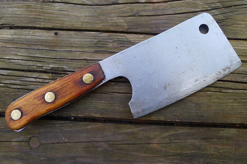 Antique restored unusual rare German Cleaver Cast steel 1900s