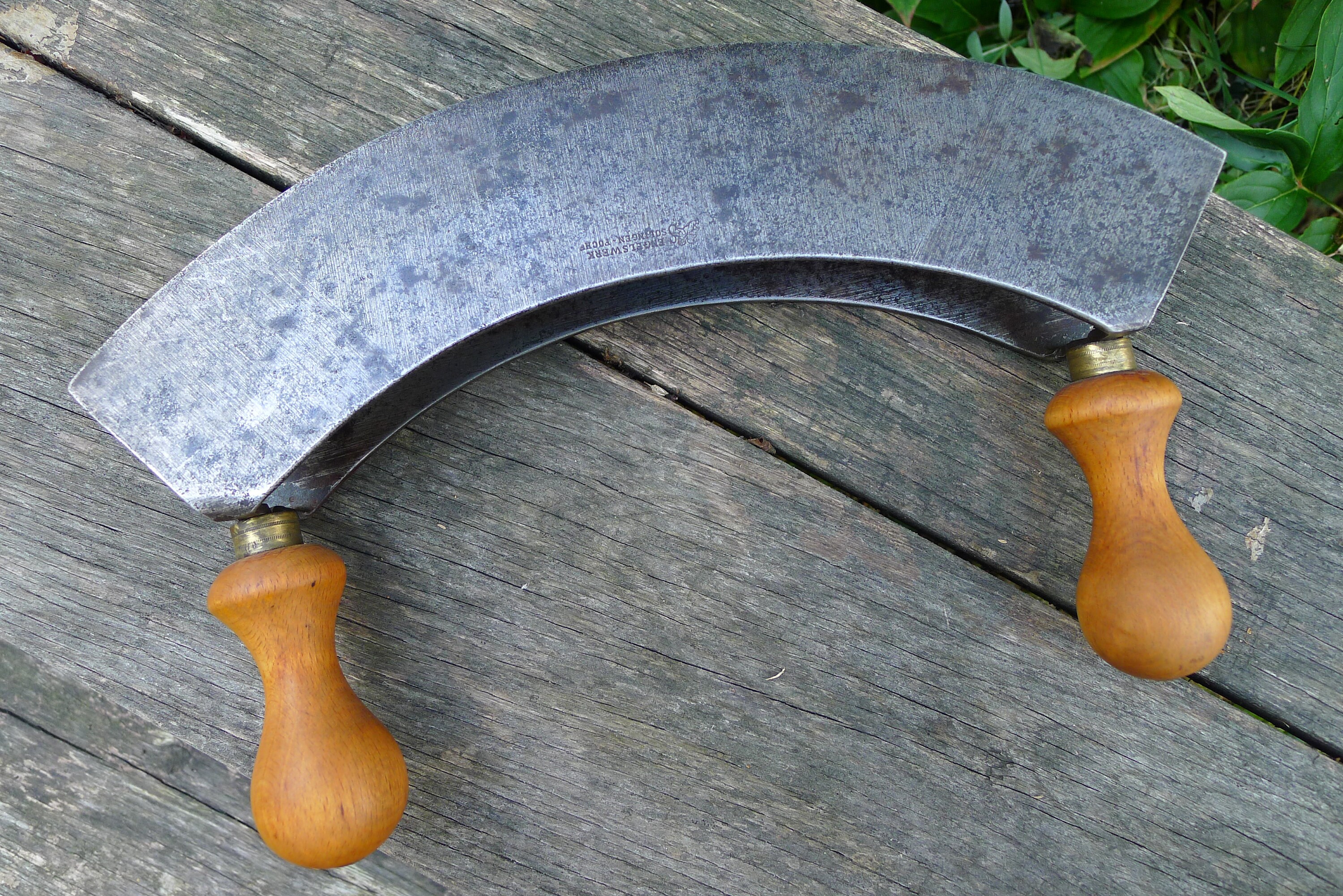 Antique Restored Double Mezzaluna Knife, 1920s, Cast Steel