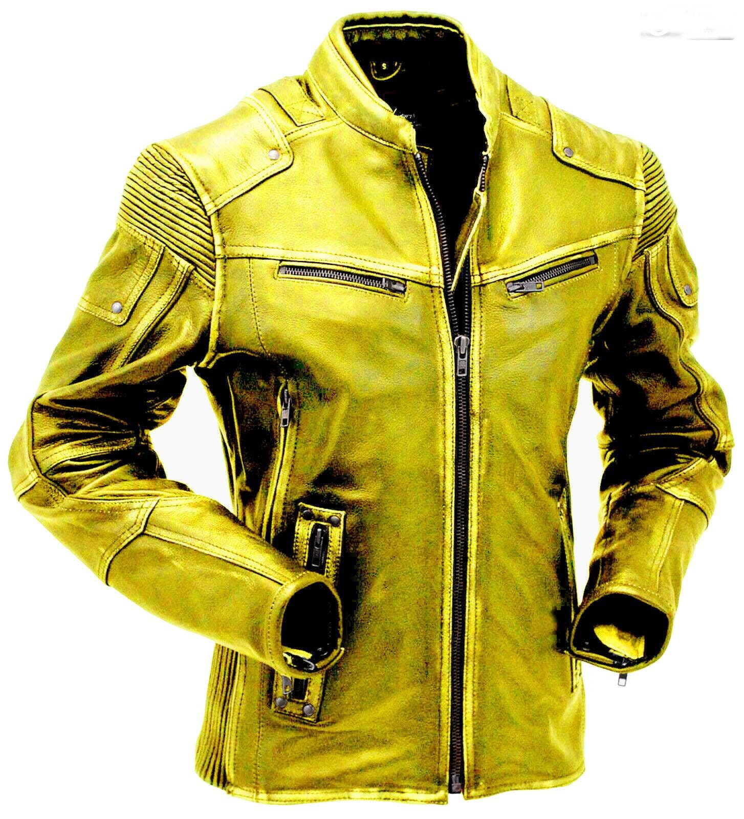 leather jacket yellow