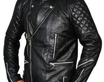 Leather Jacket Men Black Leather Biker Jacket Graffiti Style - Etsy