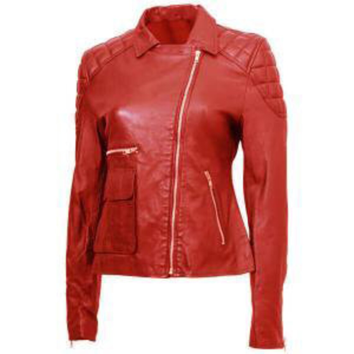 Womens Red Stylish Leather Jacket Etsy