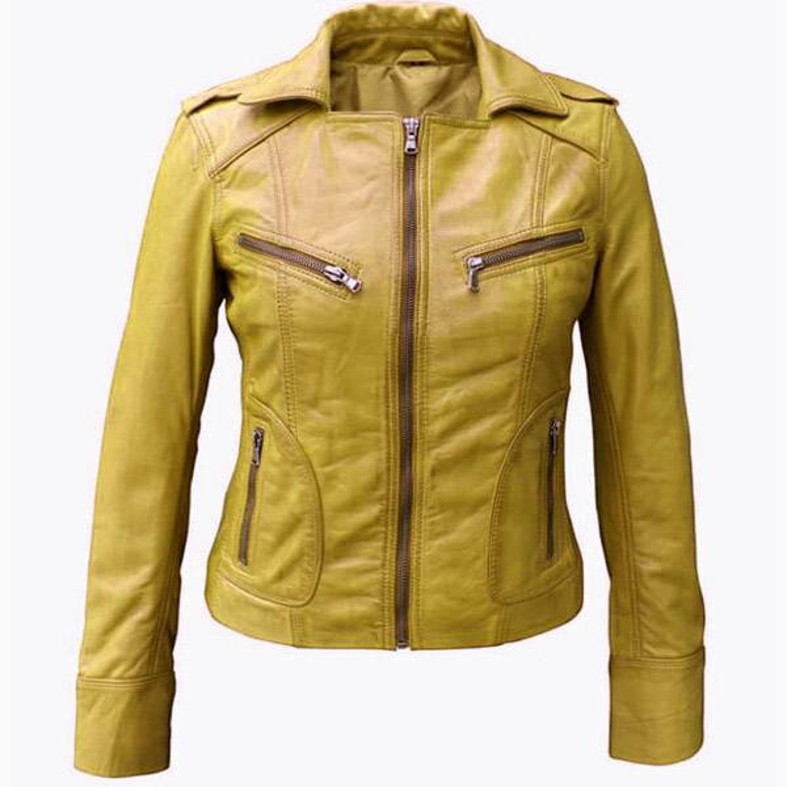 Yellow Women Jacket Lime Yellow Women motorcycle jacket Etsy