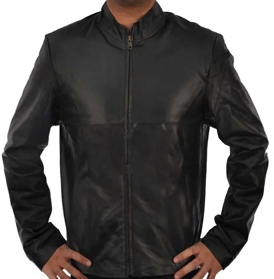 Simple Black Leather Jacket - Etsy