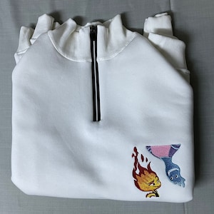 Elemental Ember And Wade Sweatshirts, Elemental Disney Embroidered Shirt, Trending Embroidered Crewneck, Disney Couple Sweater, Anniversary