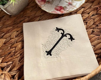 Monogrammed Linen Napkins, Embroidered Linen Napkins, Dinner Linen Napkins, Wedding Napkins, Custom Embroidery Linen Napkins