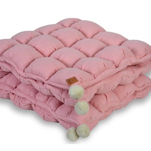 Puff Quilt | Bubble Quilt | Biscuit Quilt | Baby Quilt |Pink Quilt |Bubble Blanket |Baby Shower Gift | Pink |Pom Pom Blanket |Gift For Her